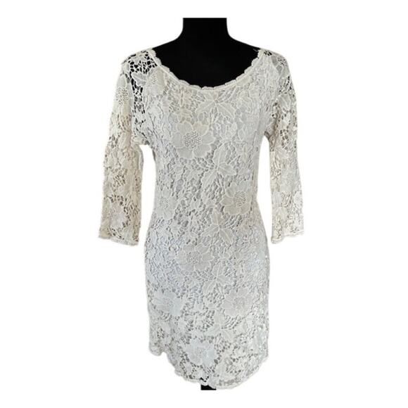 Velvet by Graham & Spencer Cream Crochet Sheer Lace Dress, size Small - Picture 2 of 6